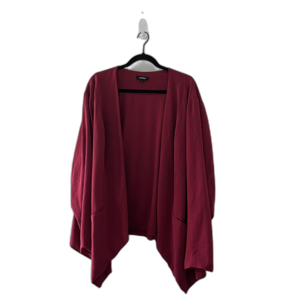 Torrid Berry Open Front Blazer Jacket Draped Front Womens Plus Size 6X